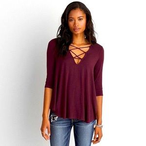 American Eagle Soft & Sexy Lace Up Top